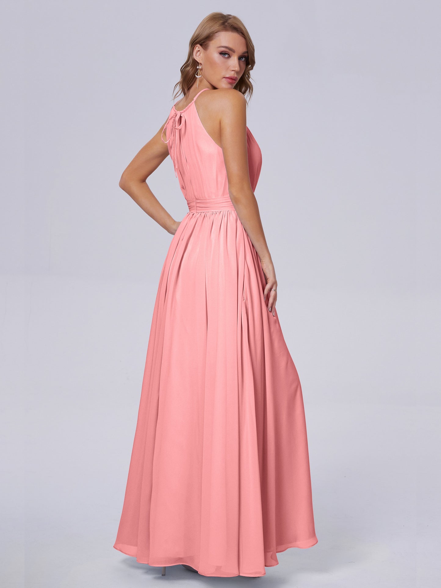 Amy Gorgeous Halter Chiffon Long Bridesmaid Dresses