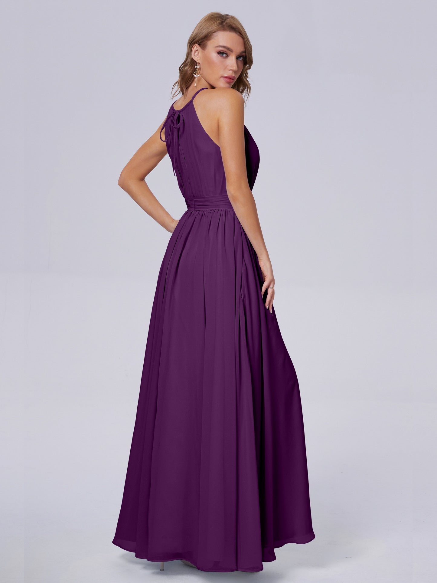 Amy Gorgeous Halter Chiffon Long Bridesmaid Dresses