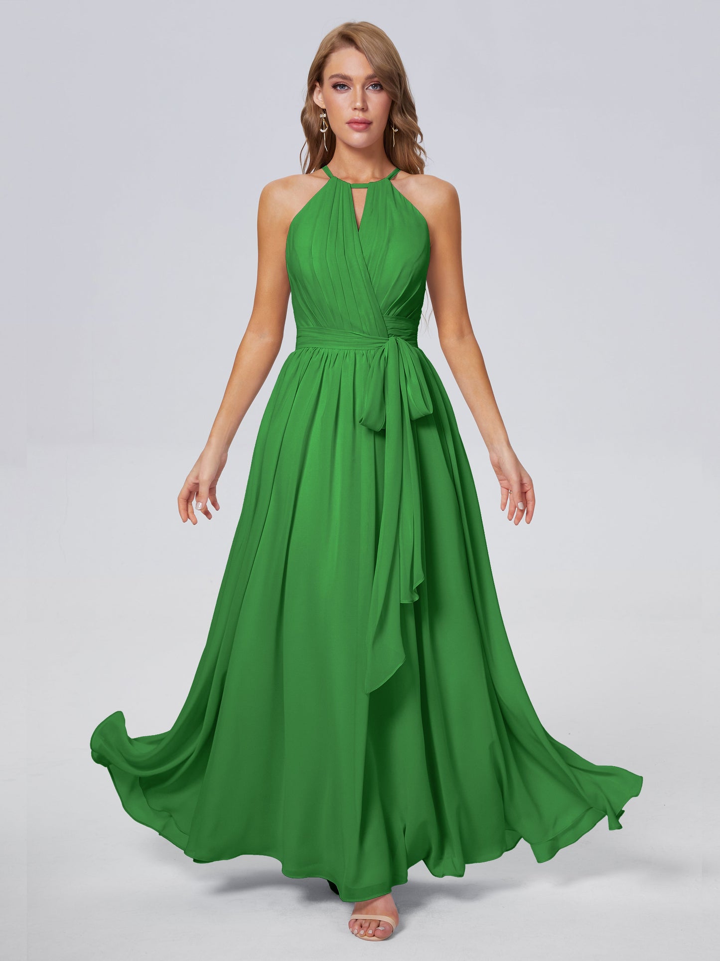 Amy Gorgeous Halter Chiffon Long Bridesmaid Dresses