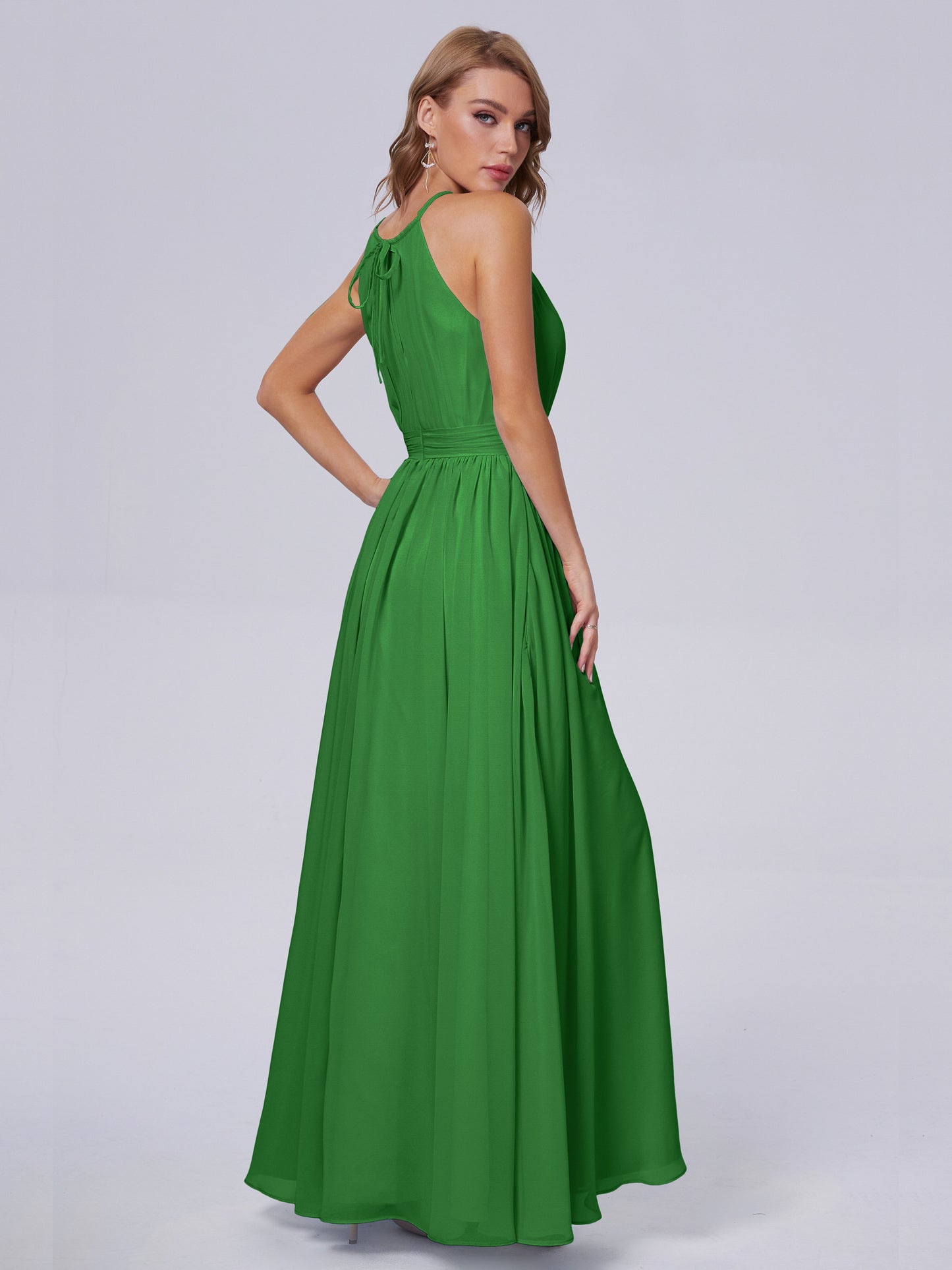 Amy Gorgeous Halter Chiffon Long Bridesmaid Dresses