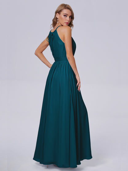 Amy Gorgeous Halter Chiffon Long Bridesmaid Dresses