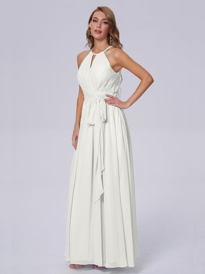 Amy Gorgeous Halter Chiffon Long Bridesmaid Dresses