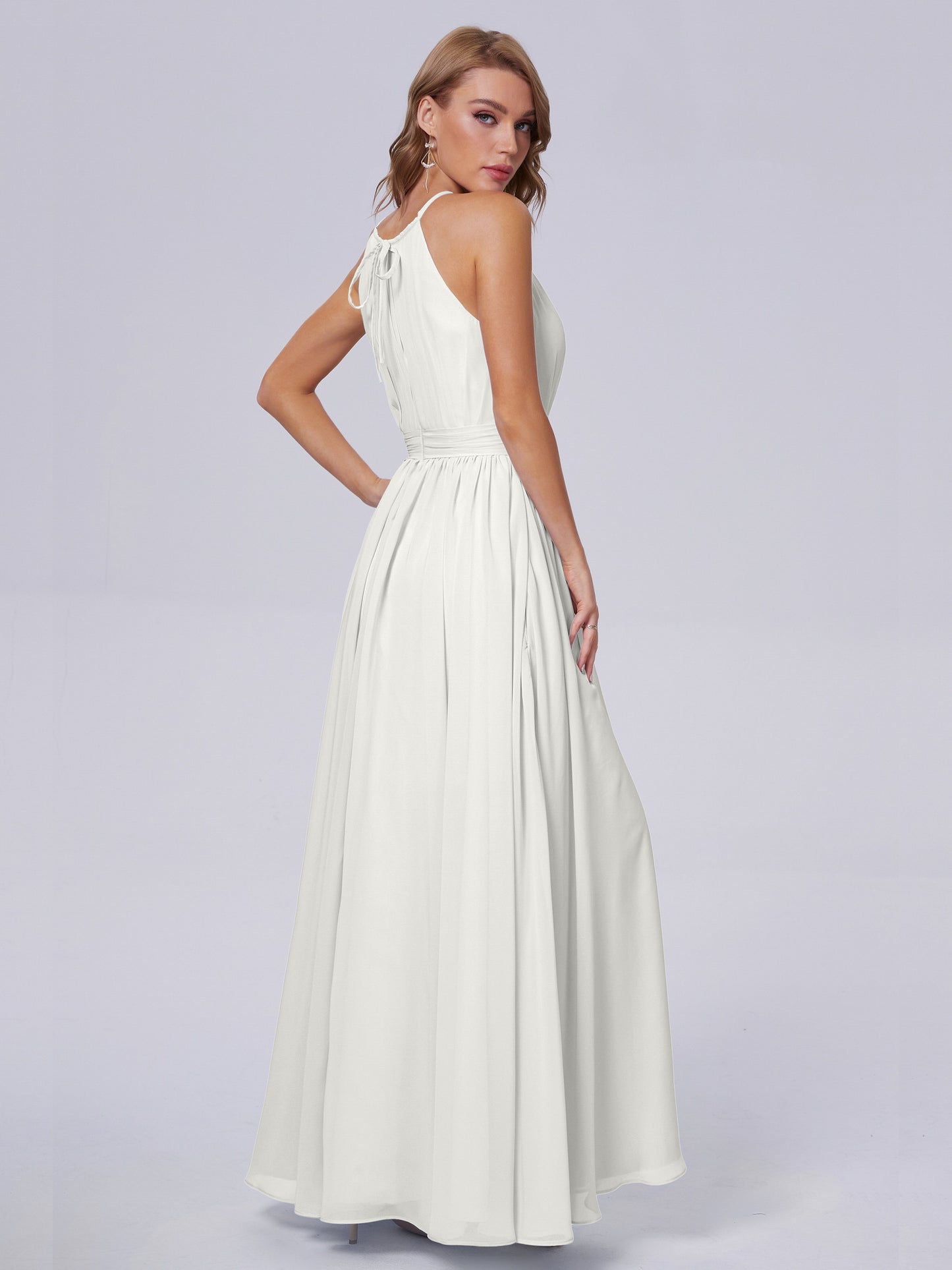 Amy Gorgeous Halter Chiffon Long Bridesmaid Dresses