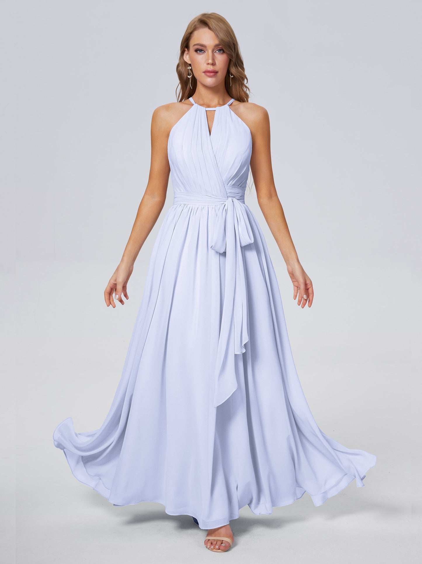 Amy Gorgeous Halter Chiffon Long Bridesmaid Dresses