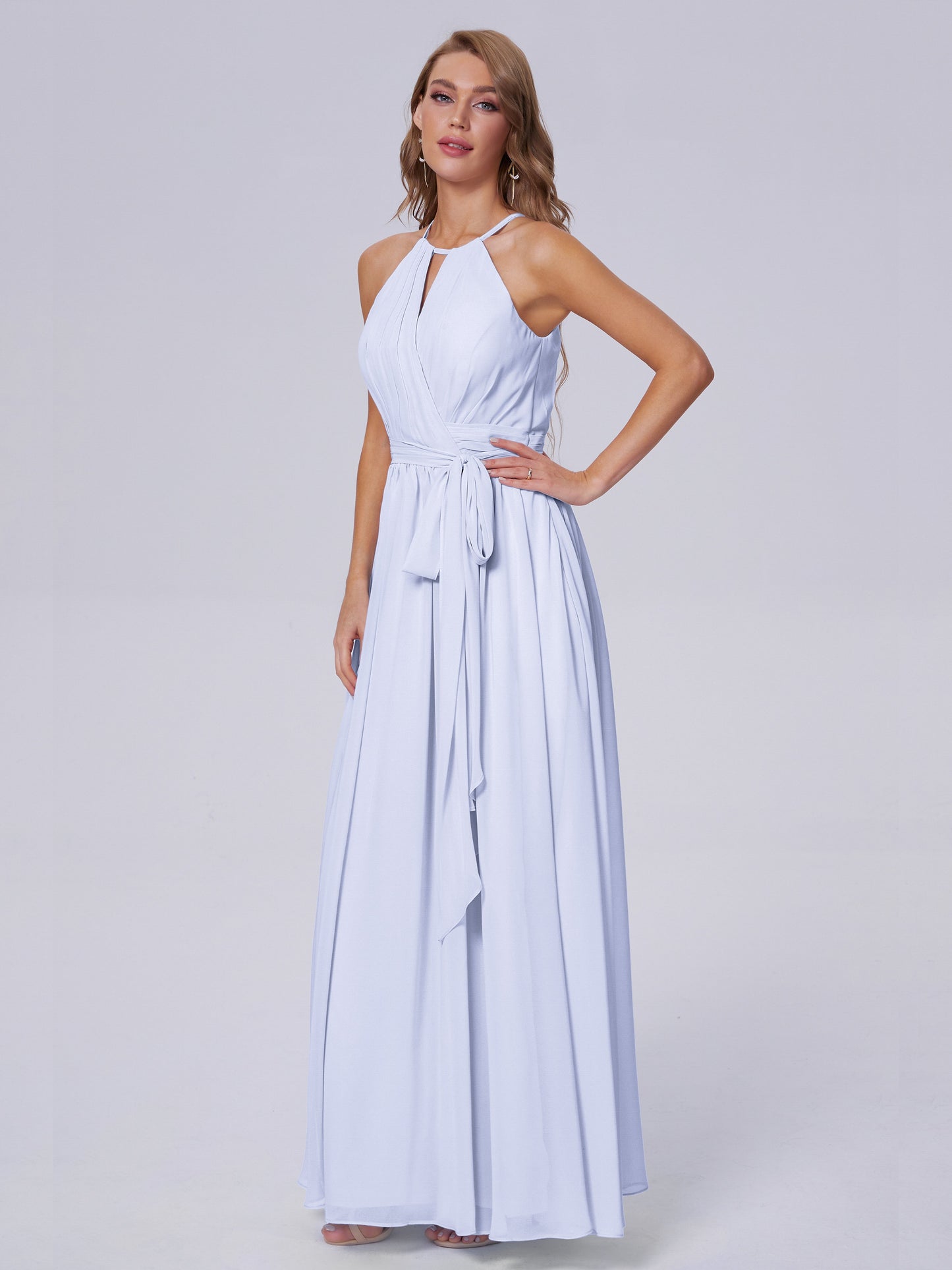 Amy Gorgeous Halter Chiffon Long Bridesmaid Dresses