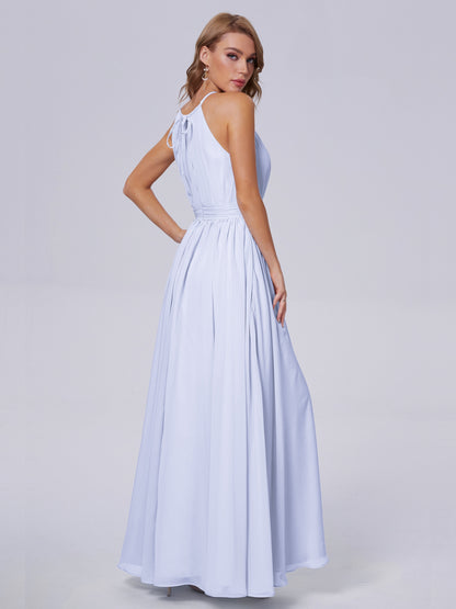 Amy Gorgeous Halter Chiffon Long Bridesmaid Dresses