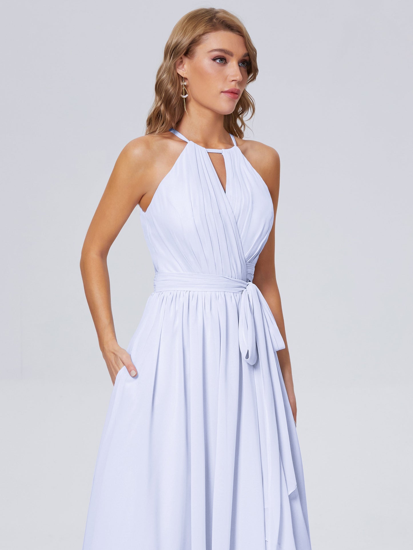 Amy Gorgeous Halter Chiffon Long Bridesmaid Dresses