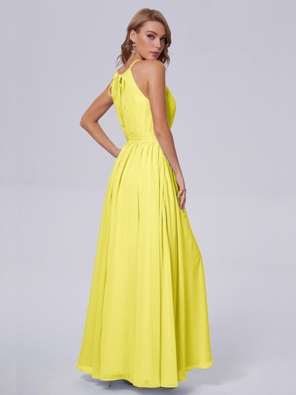 Amy Gorgeous Halter Chiffon Long Bridesmaid Dresses