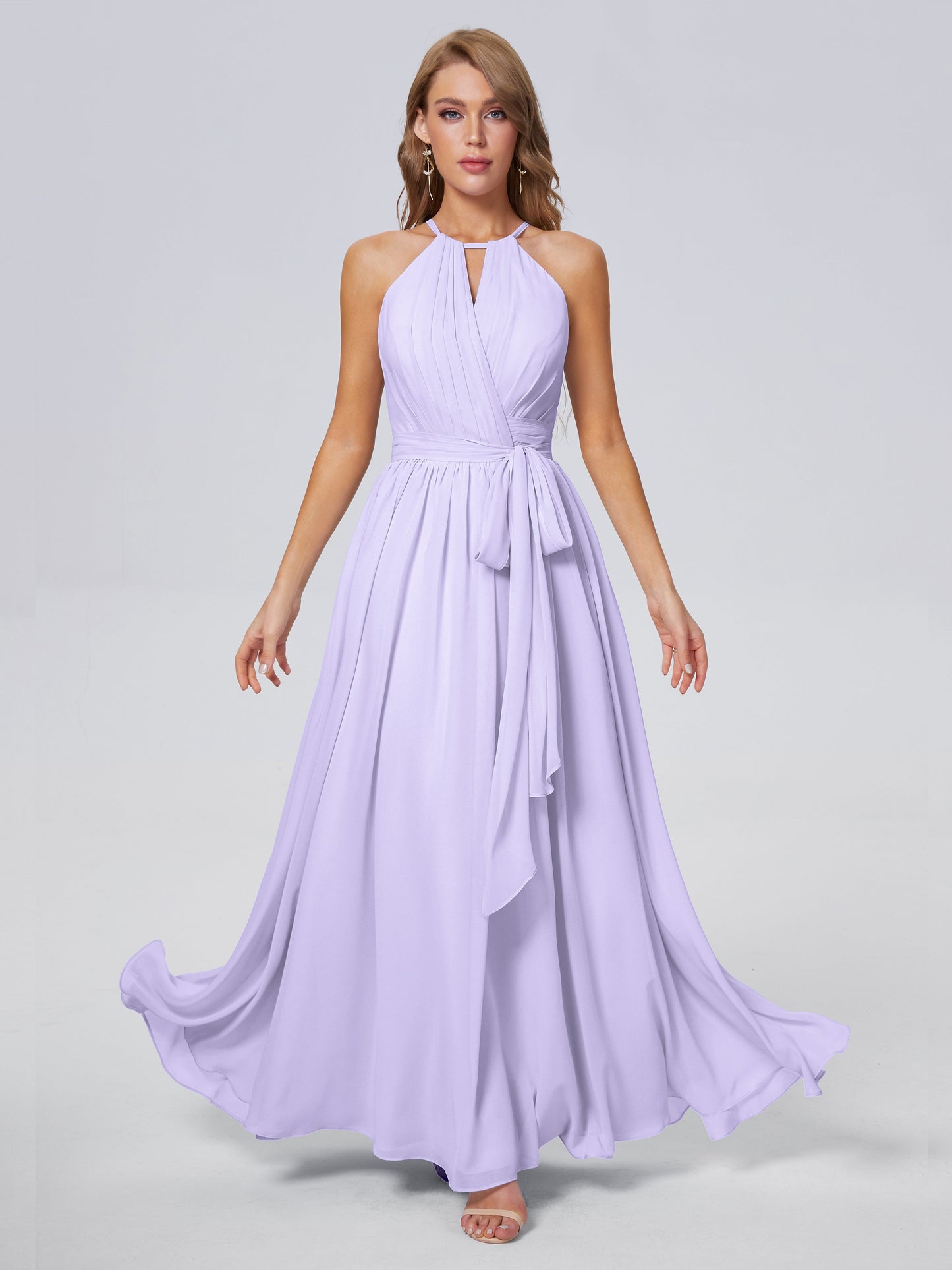 Amy Gorgeous Halter Chiffon Long Bridesmaid Dresses