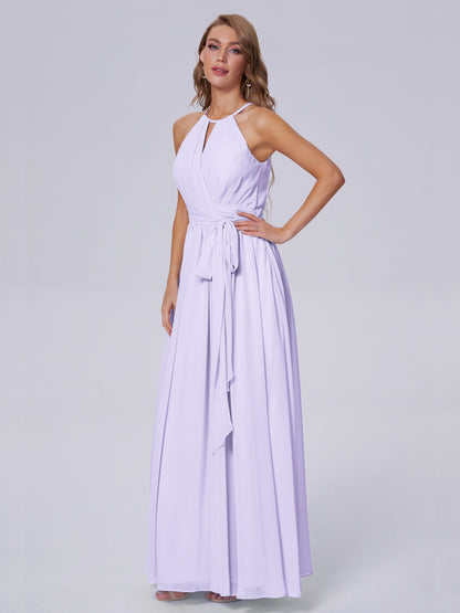 Amy Gorgeous Halter Chiffon Long Bridesmaid Dresses