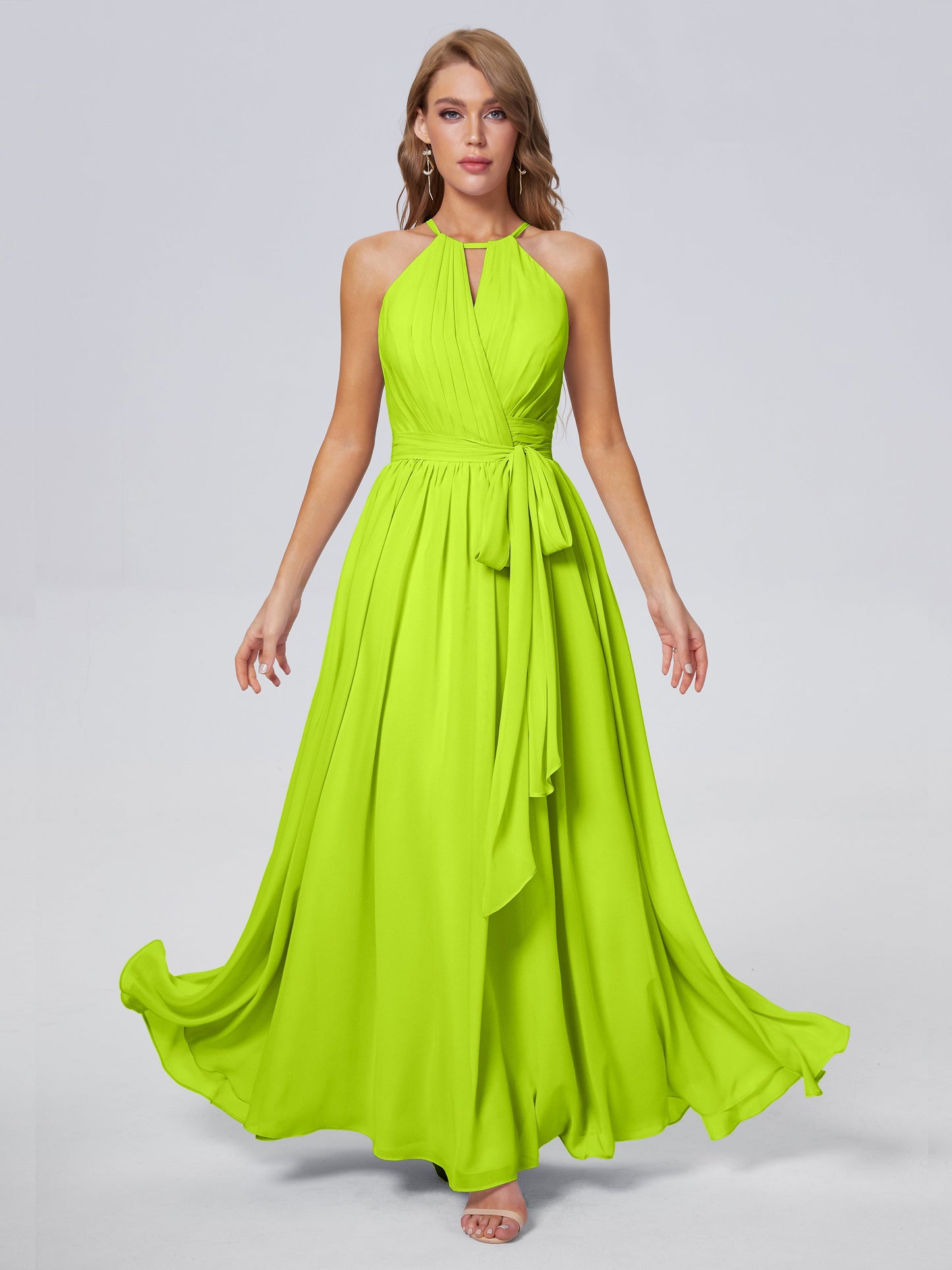 Amy Gorgeous Halter Chiffon Long Bridesmaid Dresses