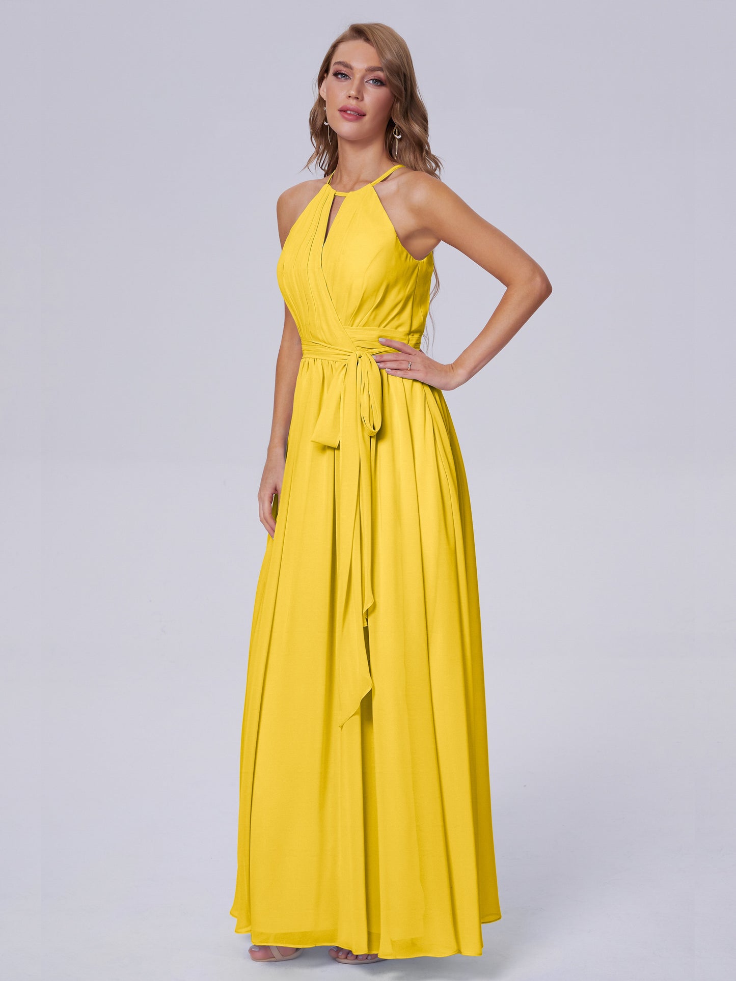 Amy Gorgeous Halter Chiffon Long Bridesmaid Dresses