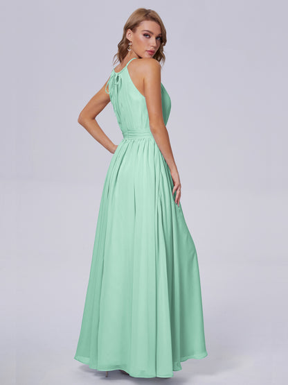 Amy Gorgeous Halter Chiffon Long Bridesmaid Dresses