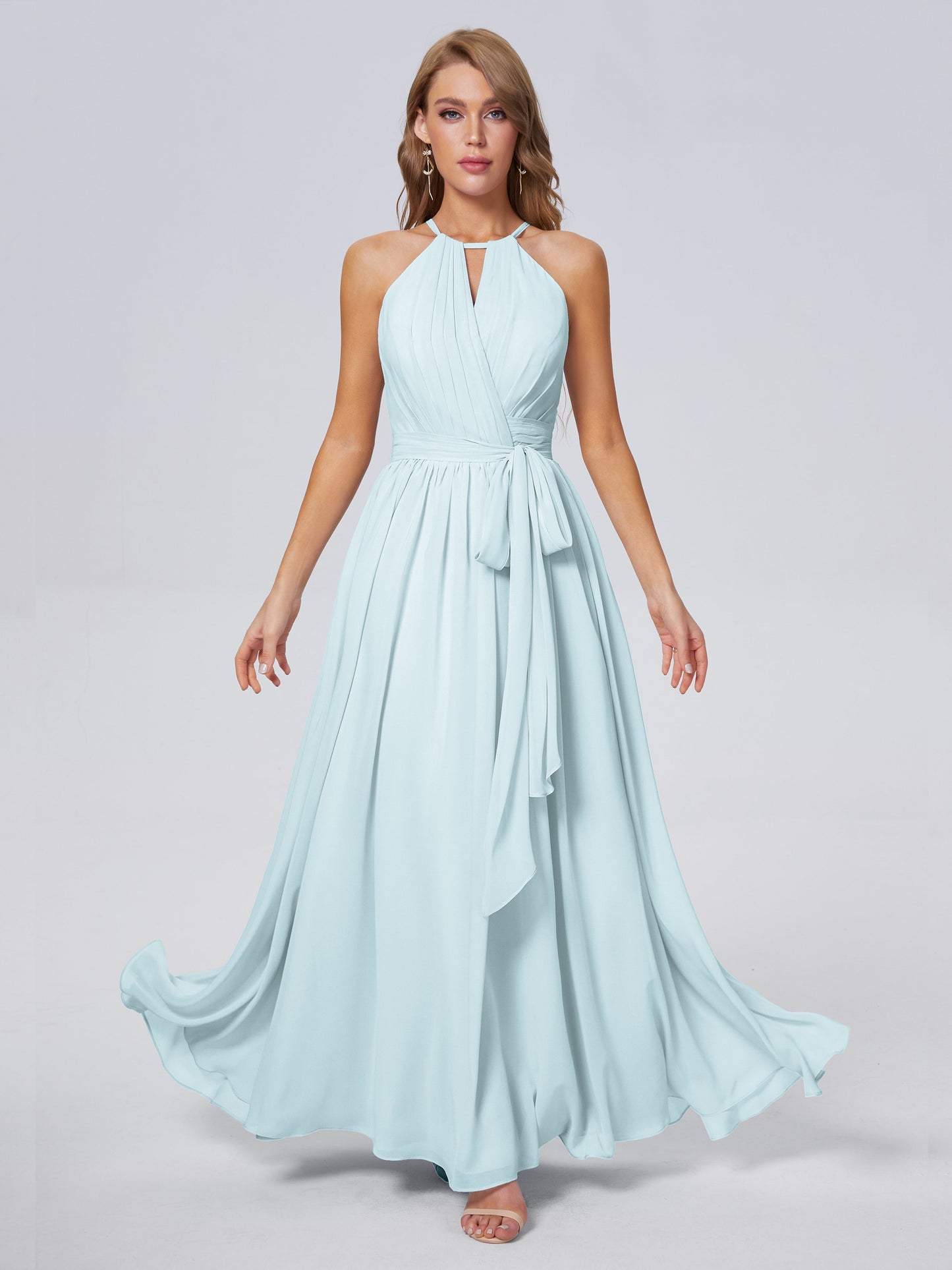 Amy Gorgeous Halter Chiffon Long Bridesmaid Dresses