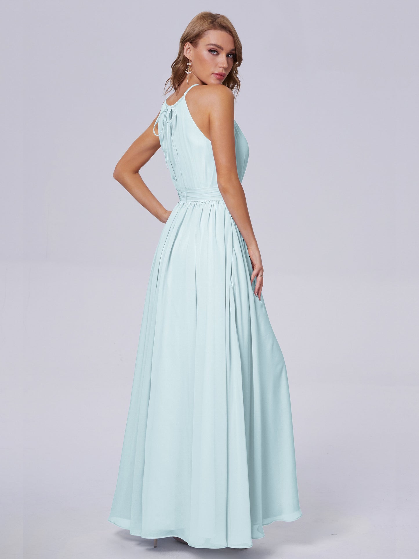 Amy Gorgeous Halter Chiffon Long Bridesmaid Dresses
