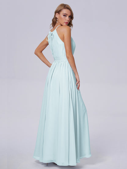 Amy Gorgeous Halter Chiffon Long Bridesmaid Dresses