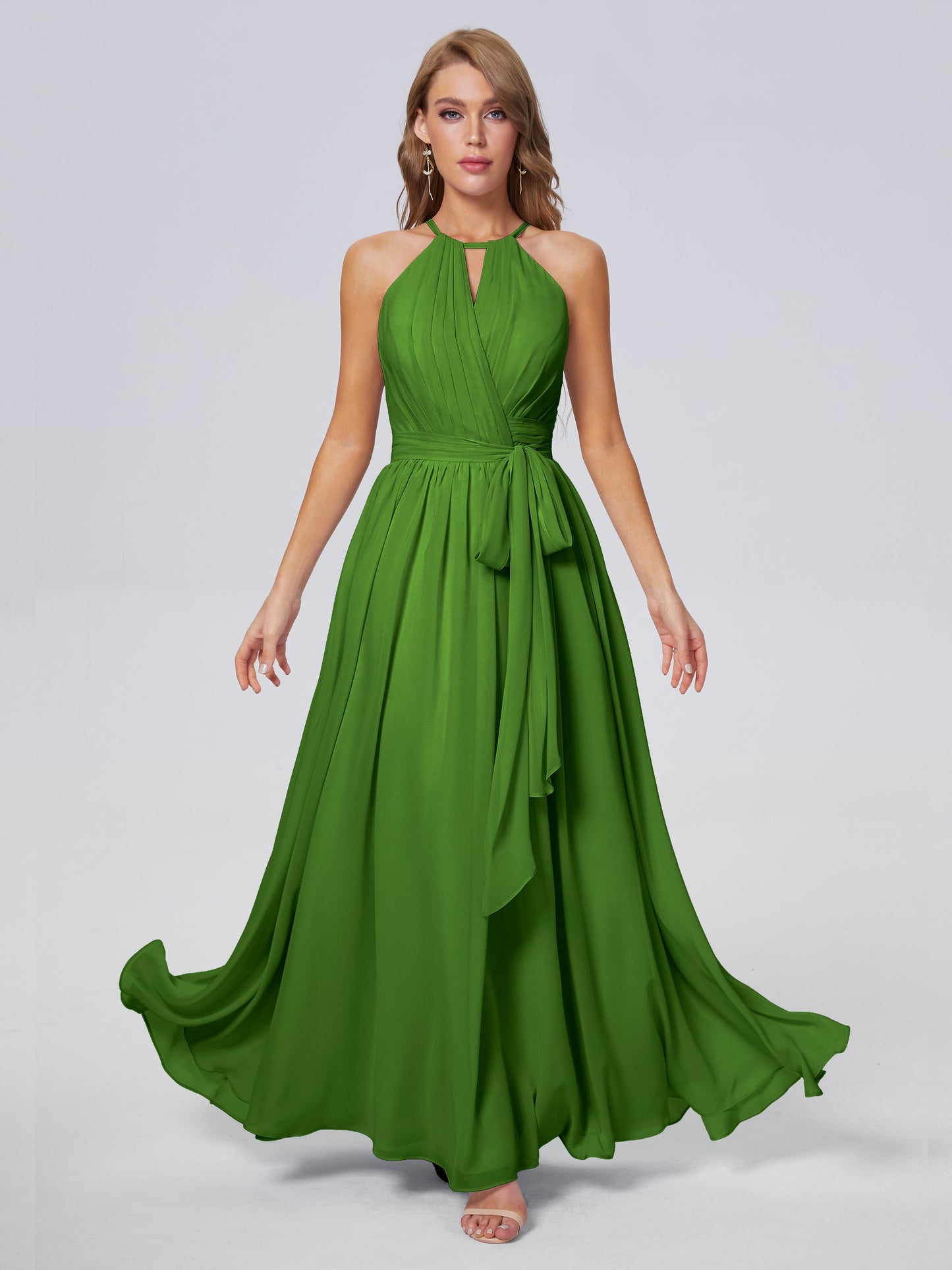 Amy Gorgeous Halter Chiffon Long Bridesmaid Dresses