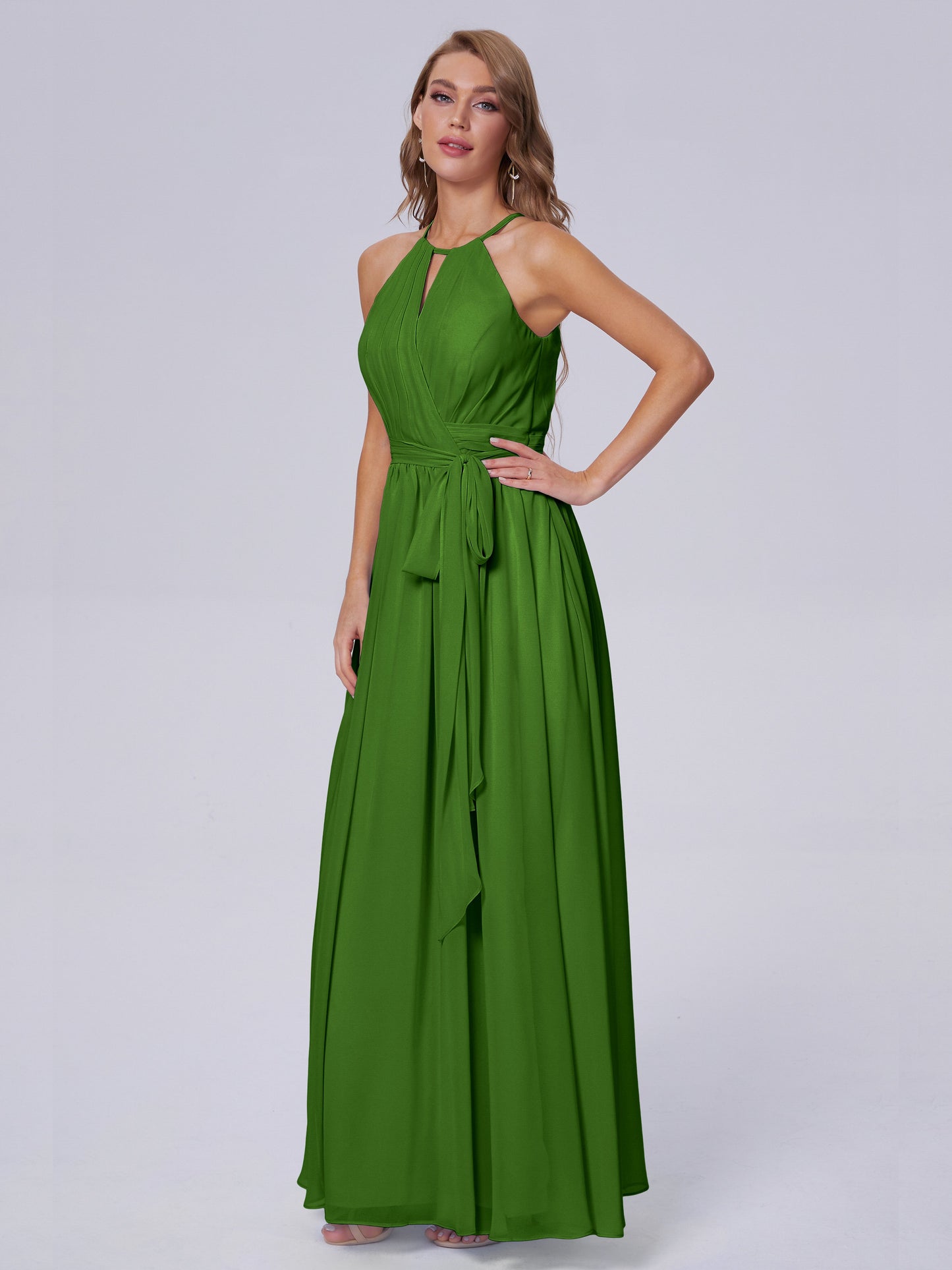 Amy Gorgeous Halter Chiffon Long Bridesmaid Dresses