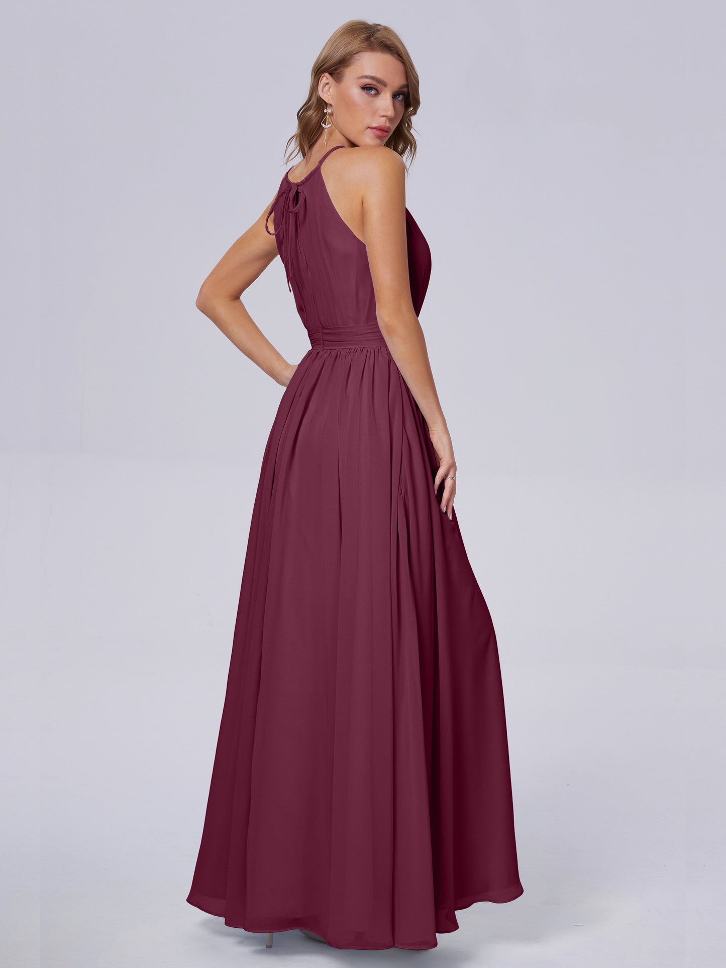 Amy Gorgeous Halter Chiffon Long Bridesmaid Dresses
