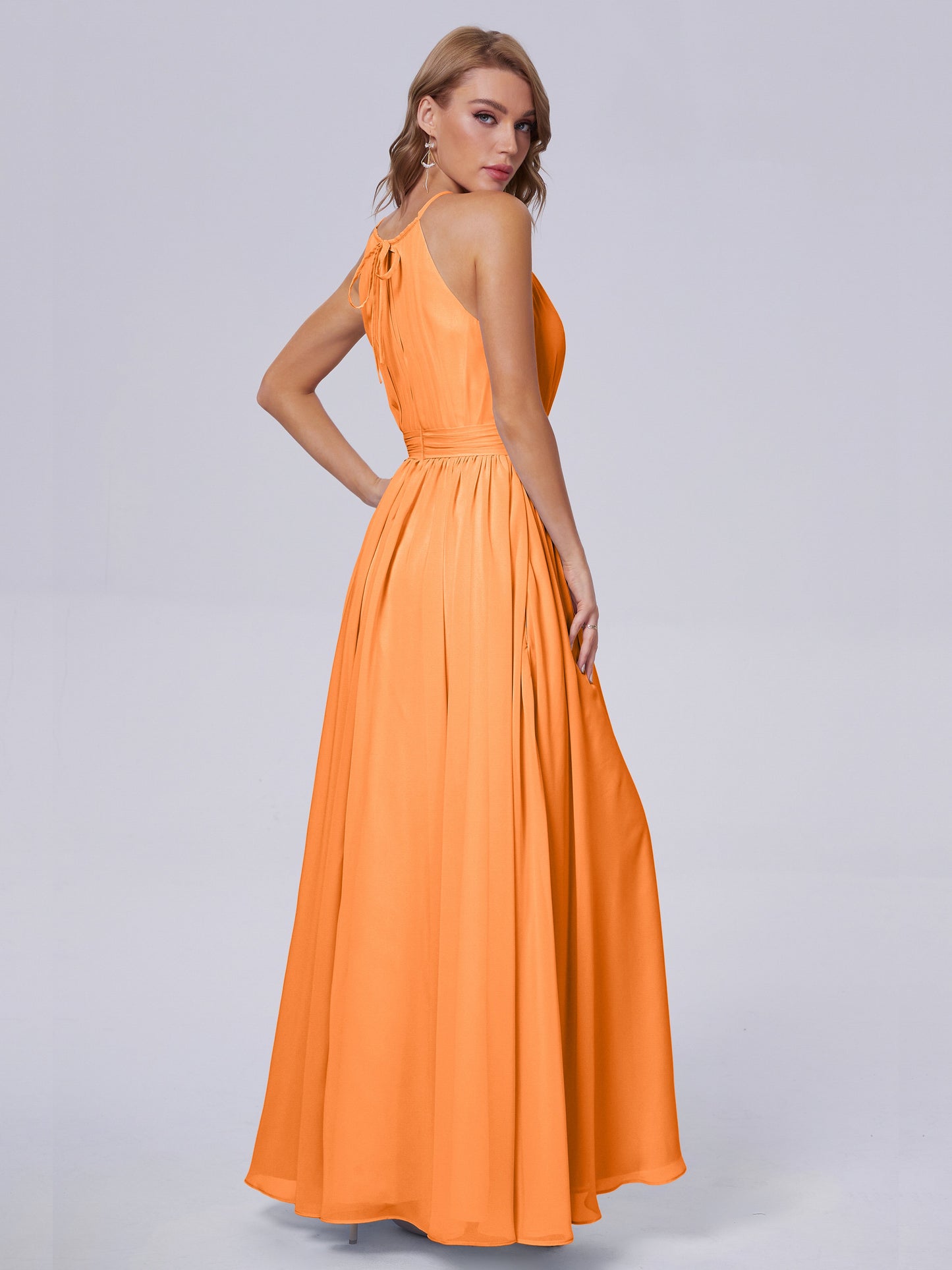 Amy Gorgeous Halter Chiffon Long Bridesmaid Dresses