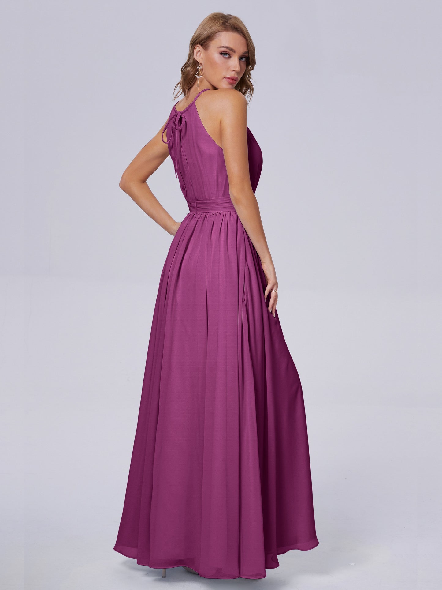 Amy Gorgeous Halter Chiffon Long Bridesmaid Dresses