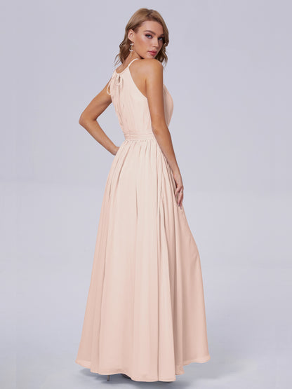 Amy Gorgeous Halter Chiffon Long Bridesmaid Dresses