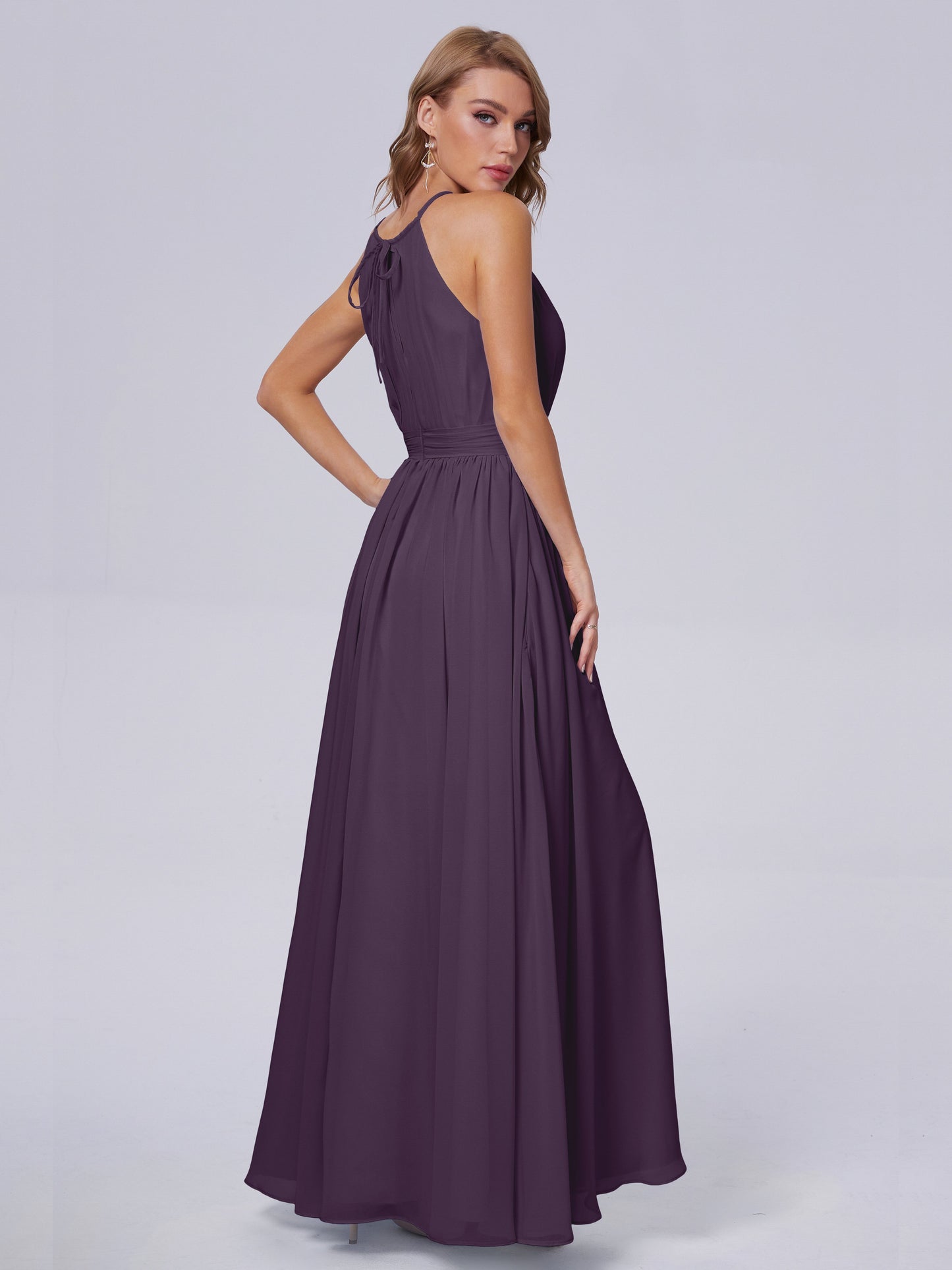 Amy Gorgeous Halter Chiffon Long Bridesmaid Dresses