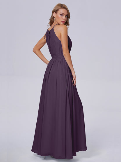 Amy Gorgeous Halter Chiffon Long Bridesmaid Dresses