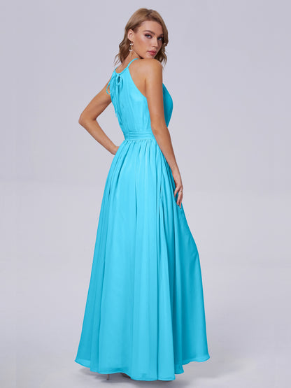 Amy Gorgeous Halter Chiffon Long Bridesmaid Dresses