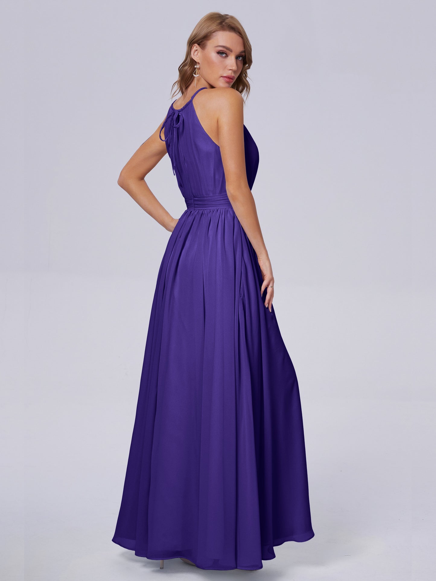 Amy Gorgeous Halter Chiffon Long Bridesmaid Dresses