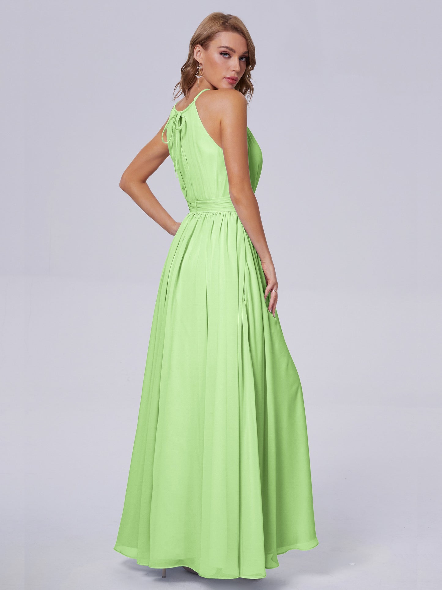 Amy Gorgeous Halter Chiffon Long Bridesmaid Dresses