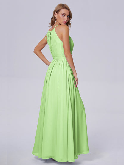 Amy Gorgeous Halter Chiffon Long Bridesmaid Dresses