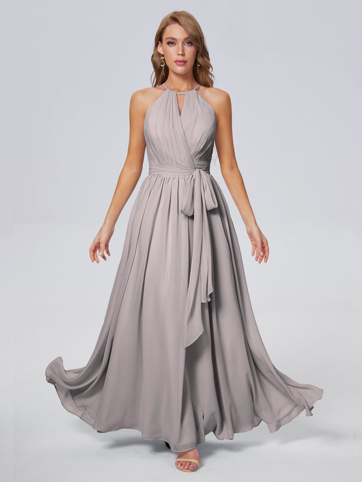 Amy Gorgeous Halter Chiffon Long Bridesmaid Dresses