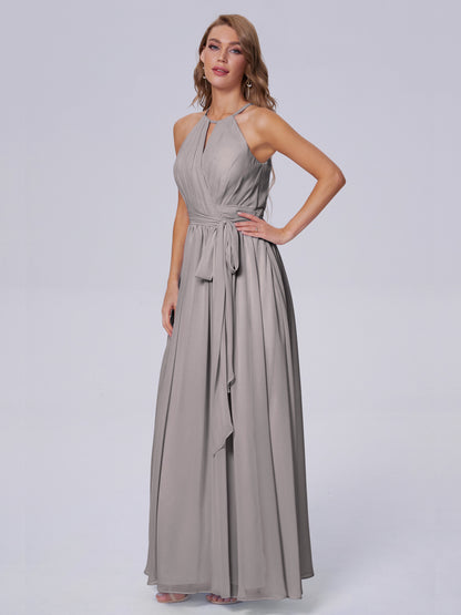 Amy Gorgeous Halter Chiffon Long Bridesmaid Dresses