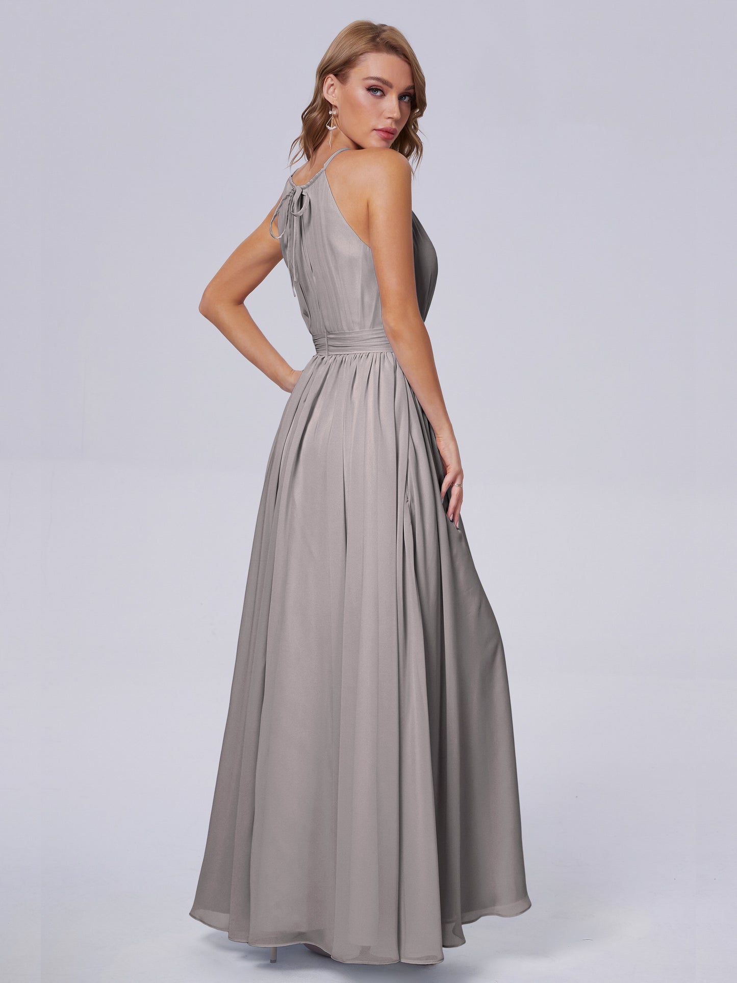 Amy Gorgeous Halter Chiffon Long Bridesmaid Dresses