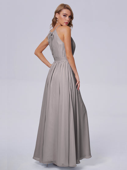 Amy Gorgeous Halter Chiffon Long Bridesmaid Dresses