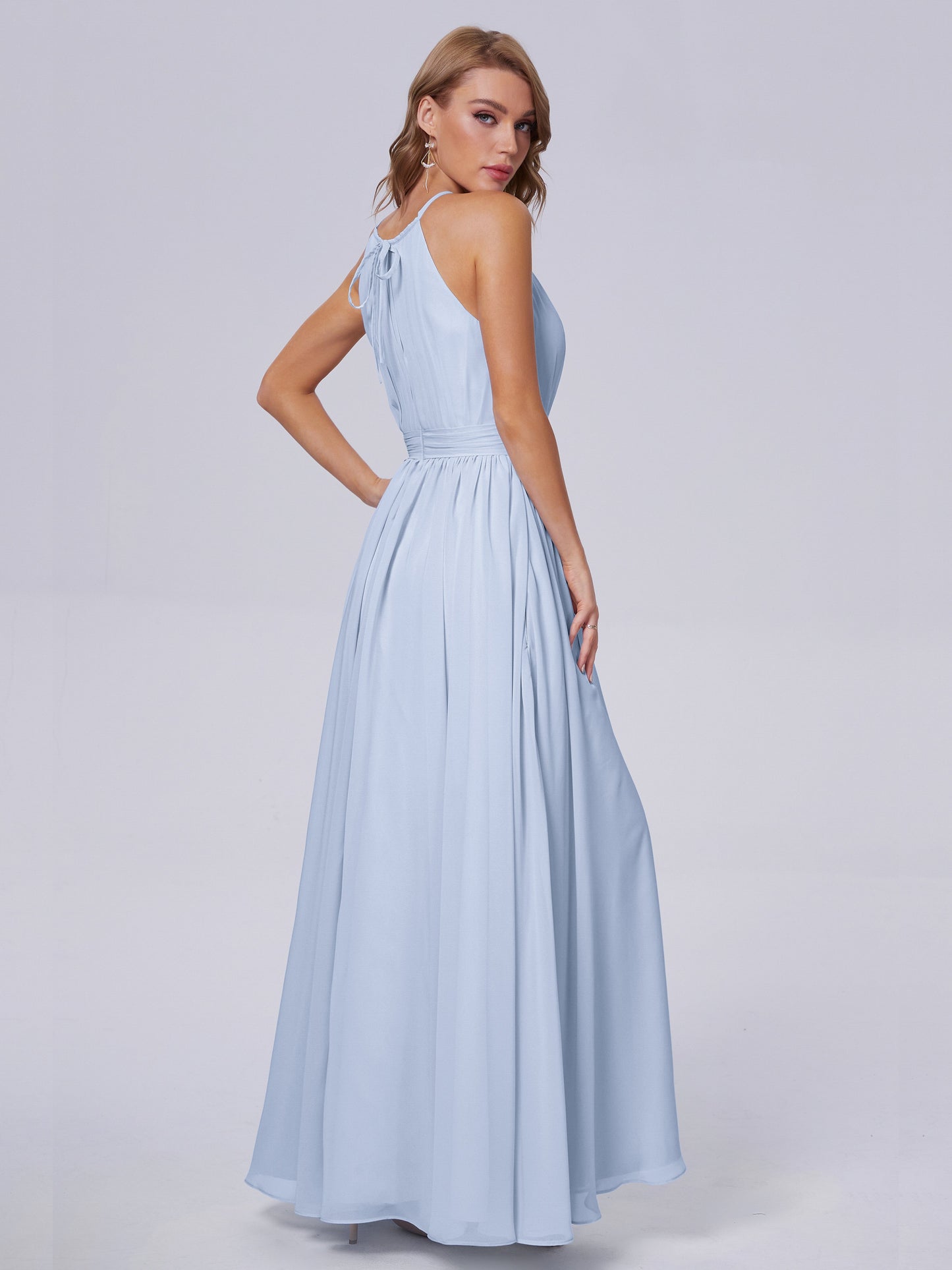 Amy Gorgeous Halter Chiffon Long Bridesmaid Dresses