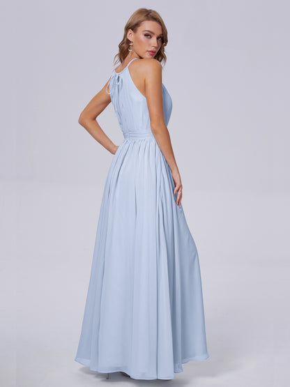 Amy Gorgeous Halter Chiffon Long Bridesmaid Dresses