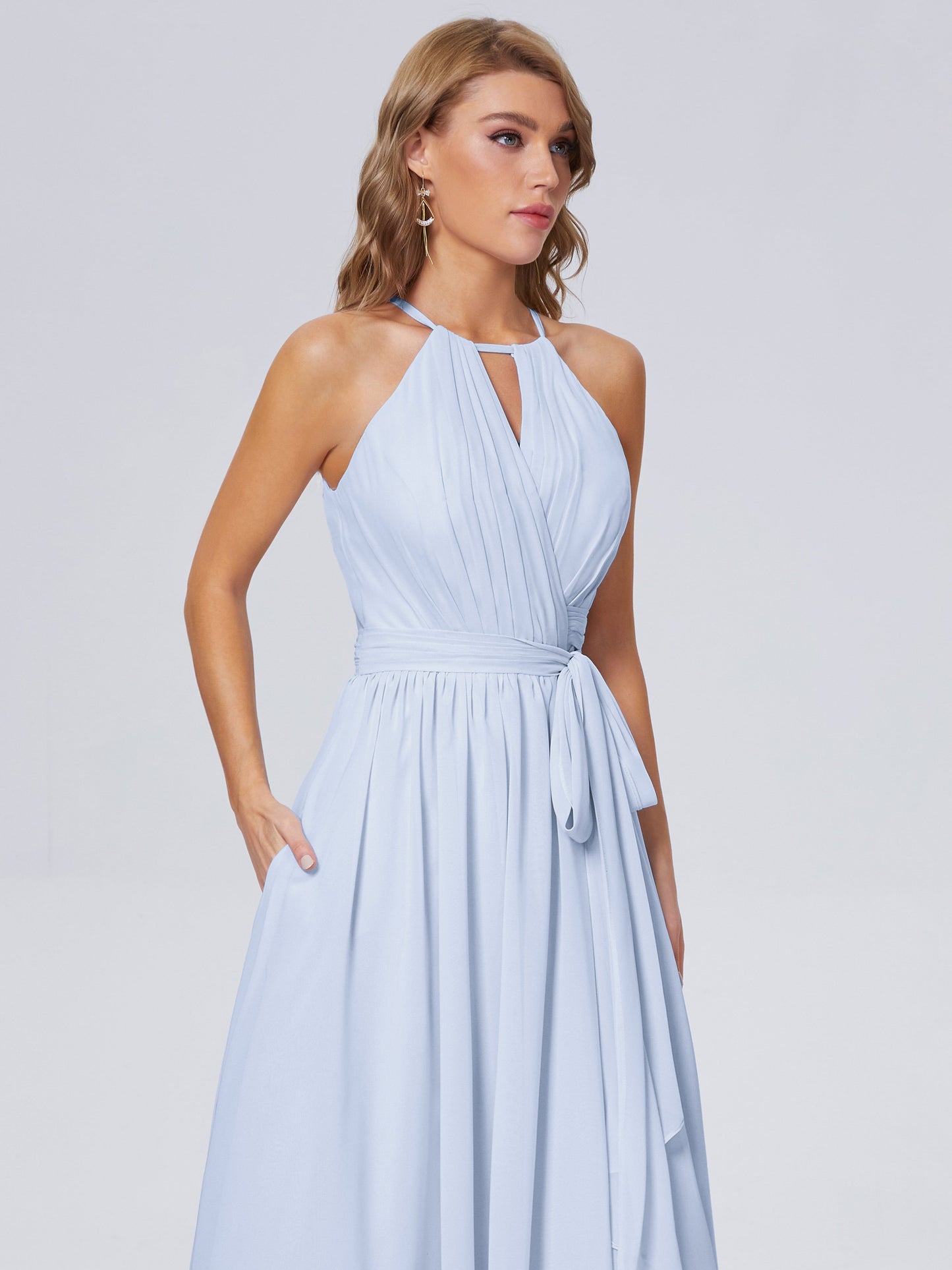 Amy Gorgeous Halter Chiffon Long Bridesmaid Dresses