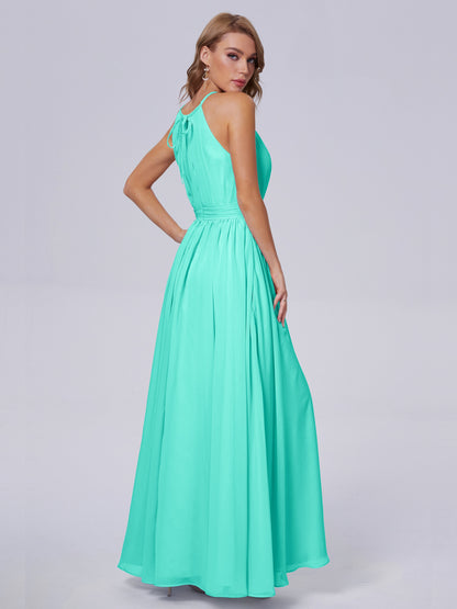 Amy Gorgeous Halter Chiffon Long Bridesmaid Dresses