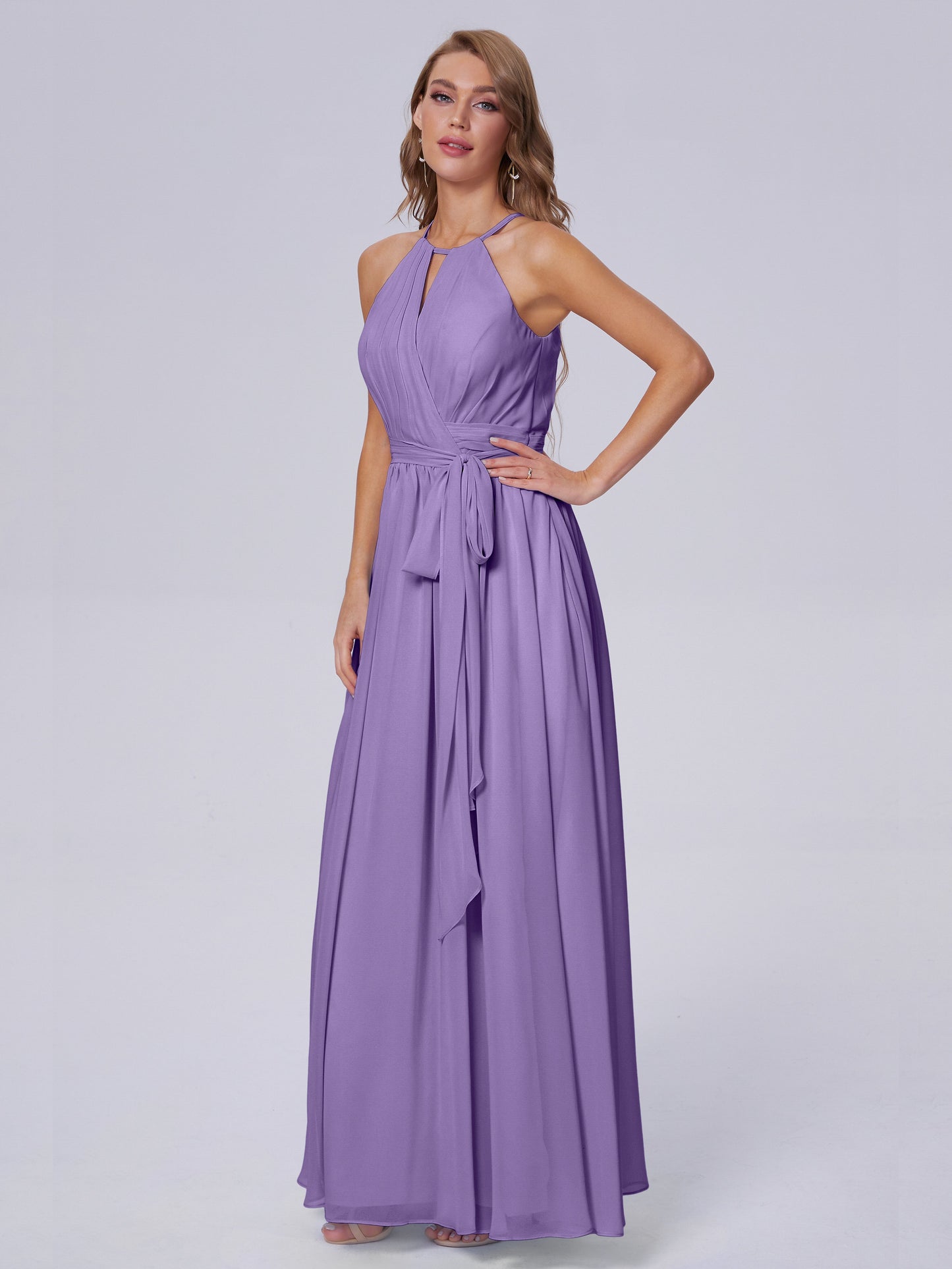 Amy Gorgeous Halter Chiffon Long Bridesmaid Dresses