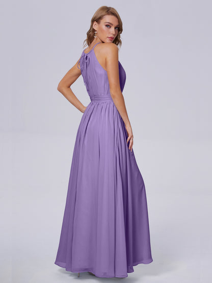 Amy Gorgeous Halter Chiffon Long Bridesmaid Dresses