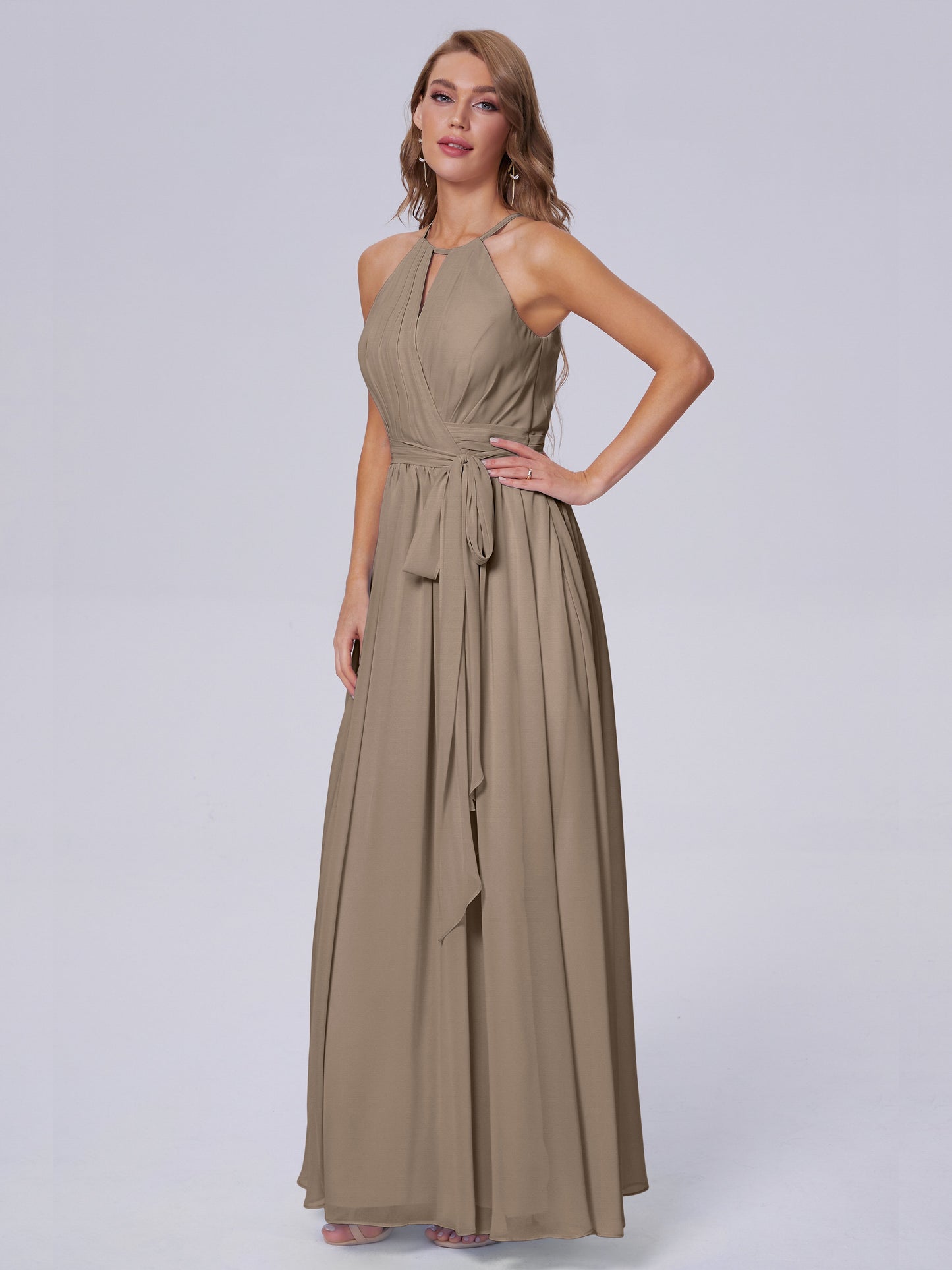 Amy Gorgeous Halter Chiffon Long Bridesmaid Dresses