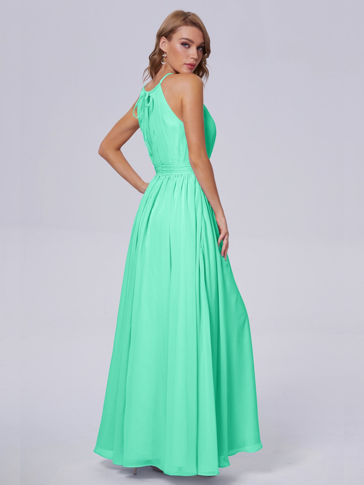 Amy Gorgeous Halter Chiffon Long Bridesmaid Dresses