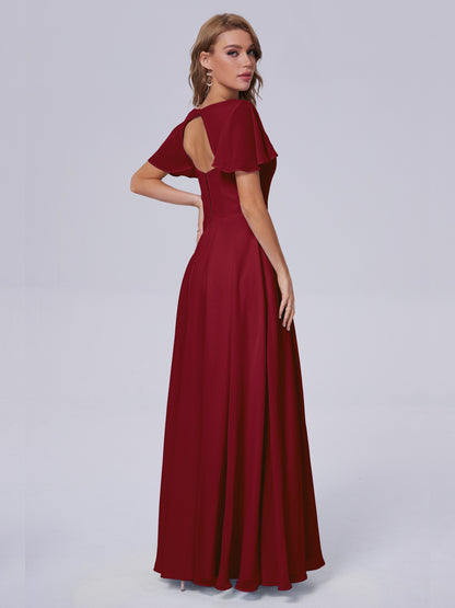 Anastasia Chiffon Long Bridesmaid Dresses With Sleeves