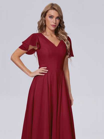 Anastasia Chiffon Long Bridesmaid Dresses With Sleeves