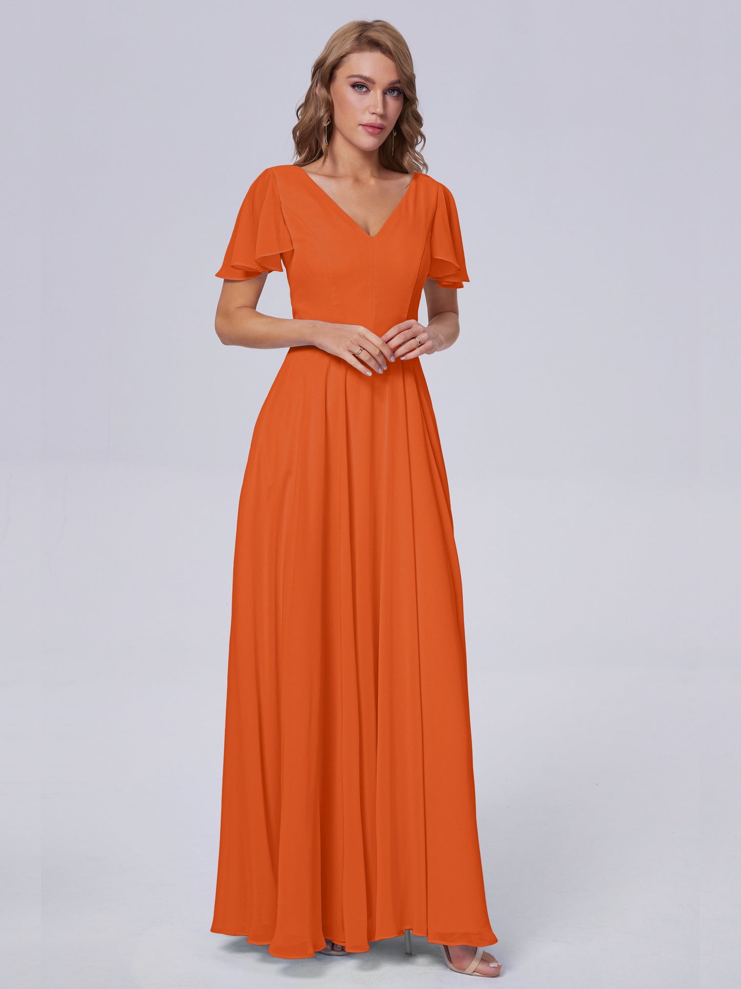 Anastasia Chiffon Long Bridesmaid Dresses With Sleeves