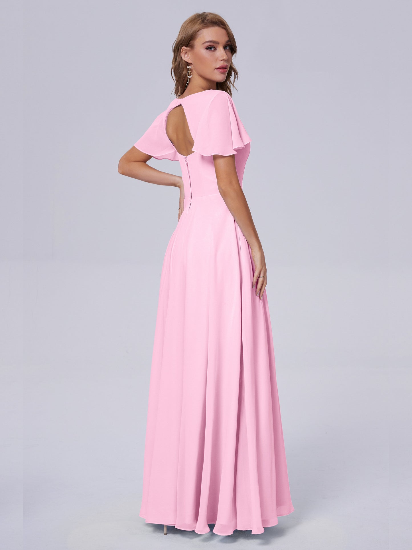 Anastasia Chiffon Long Bridesmaid Dresses With Sleeves