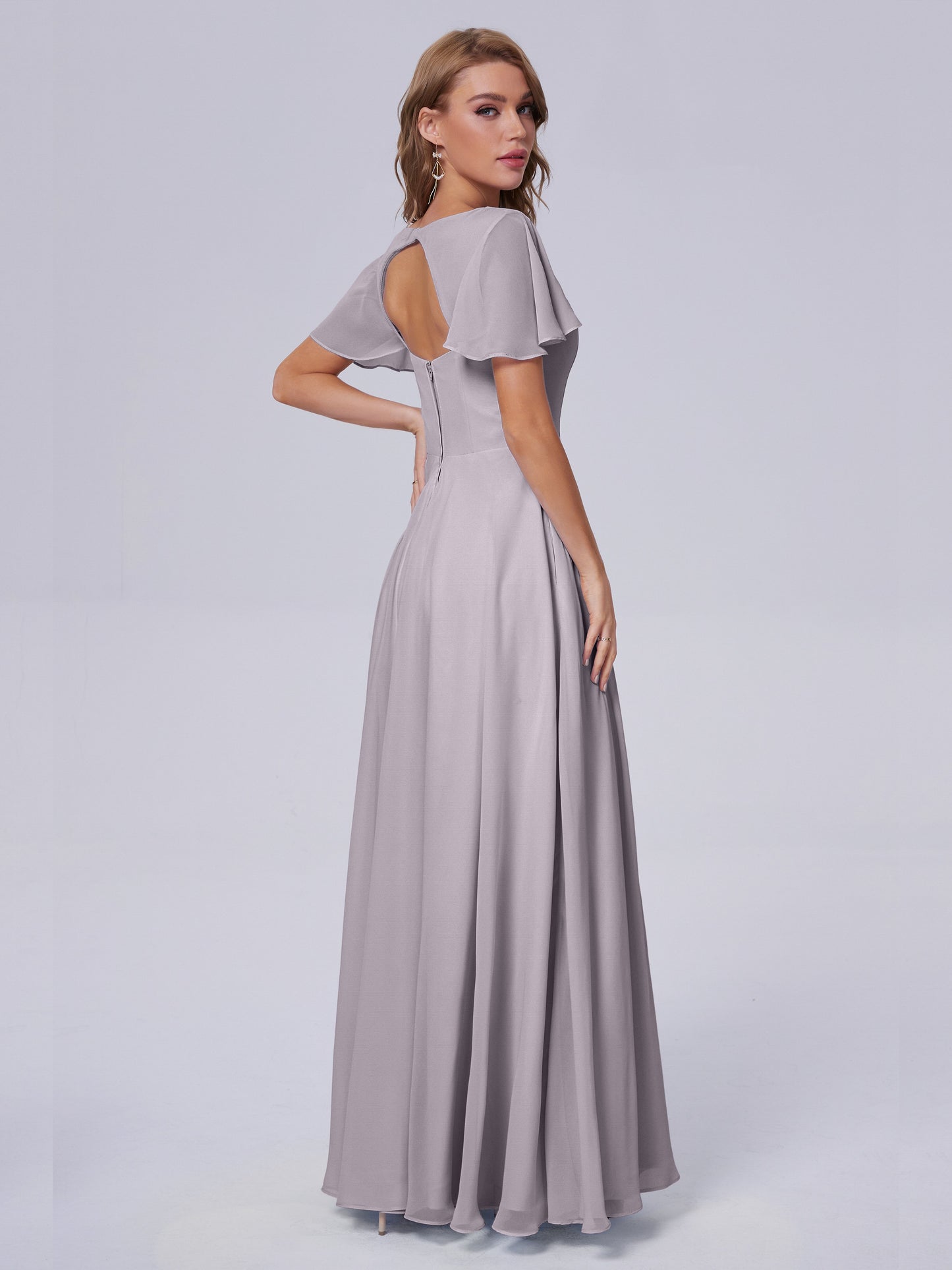 Anastasia Chiffon Long Bridesmaid Dresses With Sleeves