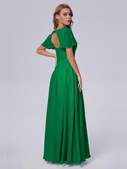 Anastasia Chiffon Long Bridesmaid Dresses With Sleeves